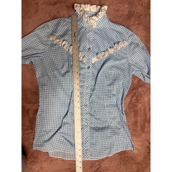 Vintage 60s BAR California Ranchwear Women's Small Western Ruffle Button Down - Picture 4 of 8